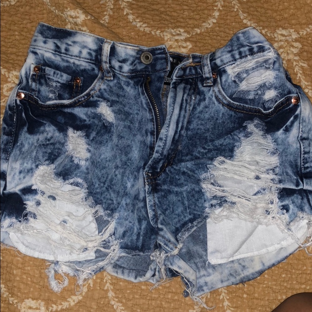 bleached and distressed shorts